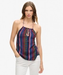 BeachHaltertopmetPrintBlauwGrootte42
