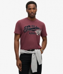 VintageCollegeT-shirtmetGeschrevenOpdrukRoodGrootteL