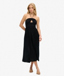 Midi-jurkmetUitsnijdingZwartGrootte36