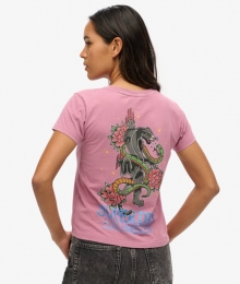 TattooRhinestoneGetailleerdT-shirtRozeGrootte40