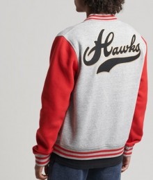 VintageCollegiateBomberjackvanJerseyGrijsGrootteM