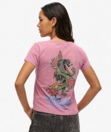 TattooRhinestoneGetailleerdT-shirtRozeGrootte44