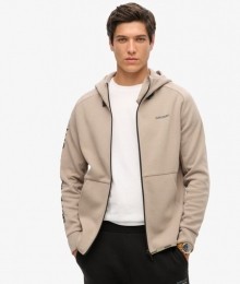 SportTechHoodiemetLossePasvormRitsenLogoBeigeGrootteL