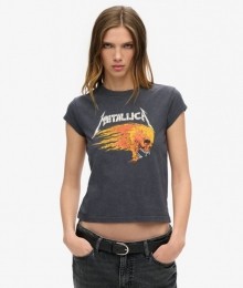MetallicaxSuperdryT-shirtmetKapmouwenDonkergrijsGrootte40