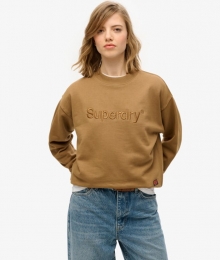 EmbroideredCoreLogoLooseCrewSweatshirtBeigeGrootte44