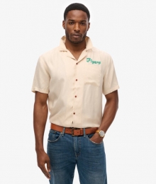 VintageBowlingshirtmetKorteMouwenCrmeGrootteS