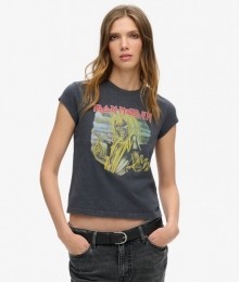 IronMaidenxSuperdryT-shirtmetKapmouwenZwartGrootte42