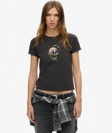 KleinGetailleerdTattooT-shirtmetStrasZwartGrootte44