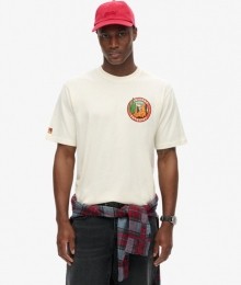 TravelPostcardT-shirtmetPrintopdeBorstCrmeGrootteL