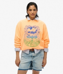 PsychSurfLooseSweatshirtmetRondeHalsOranjeGrootte36