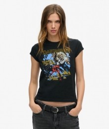 IronMaidenxSuperdryT-shirtmetKapmouwenZwartGrootte38