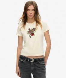 KleinGetailleerdTattooT-shirtmetStrasCrmeGrootte40
