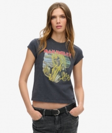 IronMaidenxSuperdryT-shirtmetKapmouwenZwartGrootte42