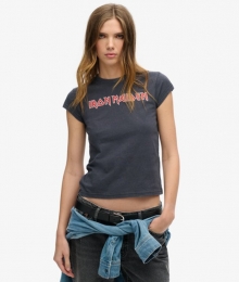 IronMaidenxSuperdryT-shirtmetKapmouwenDonkergrijsGrootte44