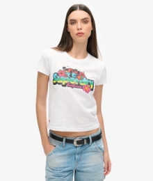 CaliStickerT-shirtmetAansluitendePasvormWitGrootte44