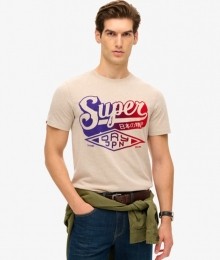 FlockedFadeT-shirtmetPrintBeigeGrootteM