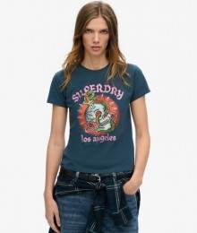 TattooRhinestoneGetailleerdT-shirtBlauwGrootte40