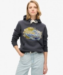 TokyoHoodiemetVintageLogoenGrafischePrintDonkergrijsGrootte42
