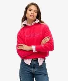 WijdvallendVeloursSweatshirtmetPrintenRondeHalsRozeGrootte42