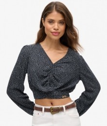 VintagetopmetGeknoopteVoorkantBlauwGrootte40