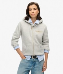 LuxeHoodiemetMetallicLogoenRitsLichtgrijsGrootte40