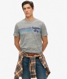 GestreeptTerrainT-shirtmetLogoLichtgrijsGrootteM
