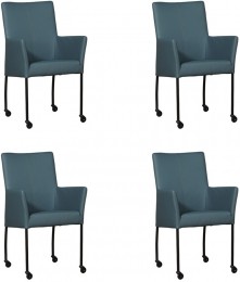 Setvan4BlauwelerenmoderneeetkamerstoelenComfort-ToledoLeerWhaleblauwleer
