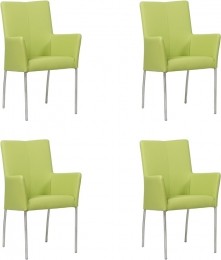 Setvan4FelgroenelerenmoderneeetkamerstoelenComfort-ToledoLeerLimefelgroenleer