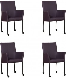 Setvan4DonkerpaarselerenmoderneeetkamerstoelenComfort-ToledoLeerMerlindonkerpaarsleer