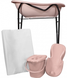 MamaLoesLichtRozeBadsetInclZwarteBadstandaard