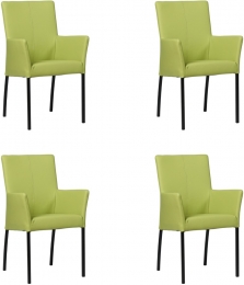 Setvan4FelgroenelerenmoderneeetkamerstoelenComfort-ToledoLeerLimefelgroenleer