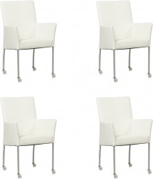 Setvan4GebrokenwittelerenmoderneeetkamerstoelenComfort-ToledoLeerBiancogebrokenwitleer