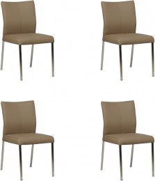 Setvan4TaupelerenmoderneeetkamerstoelenBasic-pootvierkantrvs-ToledoLeerMoccataupeleer
