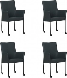 Setvan4DonkerblauwelerenmoderneeetkamerstoelenComfort-HermesLeerOceanBluedonkerblauwleer
