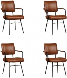 Setvan4CognaclerenindustriledesigneetkamerstoelenSolid-GranadaleerSavannahcognacleer
