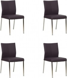 Setvan4DonkerpaarselerenmoderneeetkamerstoelenBasic-pootvierkantrvs-ToledoLeerMerlindonkerpaarsleer