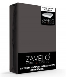 ZaveloKatoenTopperHoeslakenStrijkvrijGrijs-Lits-jumeaux160x200cm