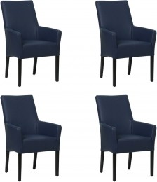 Setvan4BlauwelerenlandelijkeeetkamerstoelenJust-ToledoLeerKobaltblauwleer