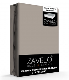 ZaveloKatoenTopperHoeslakenStrijkvrijZand-1-persoons90x220cm