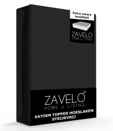 ZaveloKatoenTopperHoeslakenStrijkvrijZwart-2-persoons140x200cm