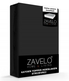 ZaveloKatoenTopperHoeslakenStrijkvrijZwart-Lits-jumeaux180x200cm