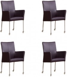 Setvan4DonkerpaarselerenmoderneeetkamerstoelenComfort-ToledoLeerMerlindonkerpaarsleer