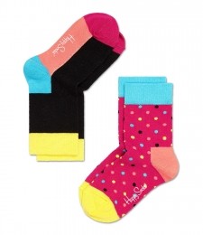 2-PackHappySocksKidsSmallDotSokkenRoze