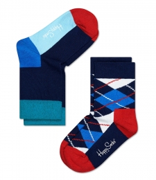 2-packHappySocksKidsArgylesokkenBlauw