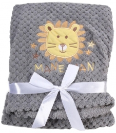 CangarooGrijsFreyaLeeuw75x105cmWiegdeken