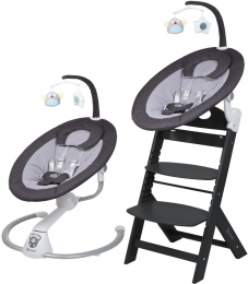 BabygoHomeyDarkGreyBlackBabyschommelenKinderstoelSet19013