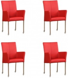 Setvan4RodelerenmoderneeetkamerstoelenComfort-ToledoLeerDucatiroodleer