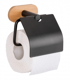 WenkoOreaTurbo-LocBambootoiletrolhoudermetklepzwartmat