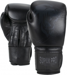 SuperProCombatGearLegendLederenKickBokshandschoenen-Zwart-14oz
