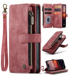 CaseMe-TelefoonhoesjegeschiktvoorAppleiPhone14-WalletBookCasemetritssluiting-Magneetsluiting-Rood